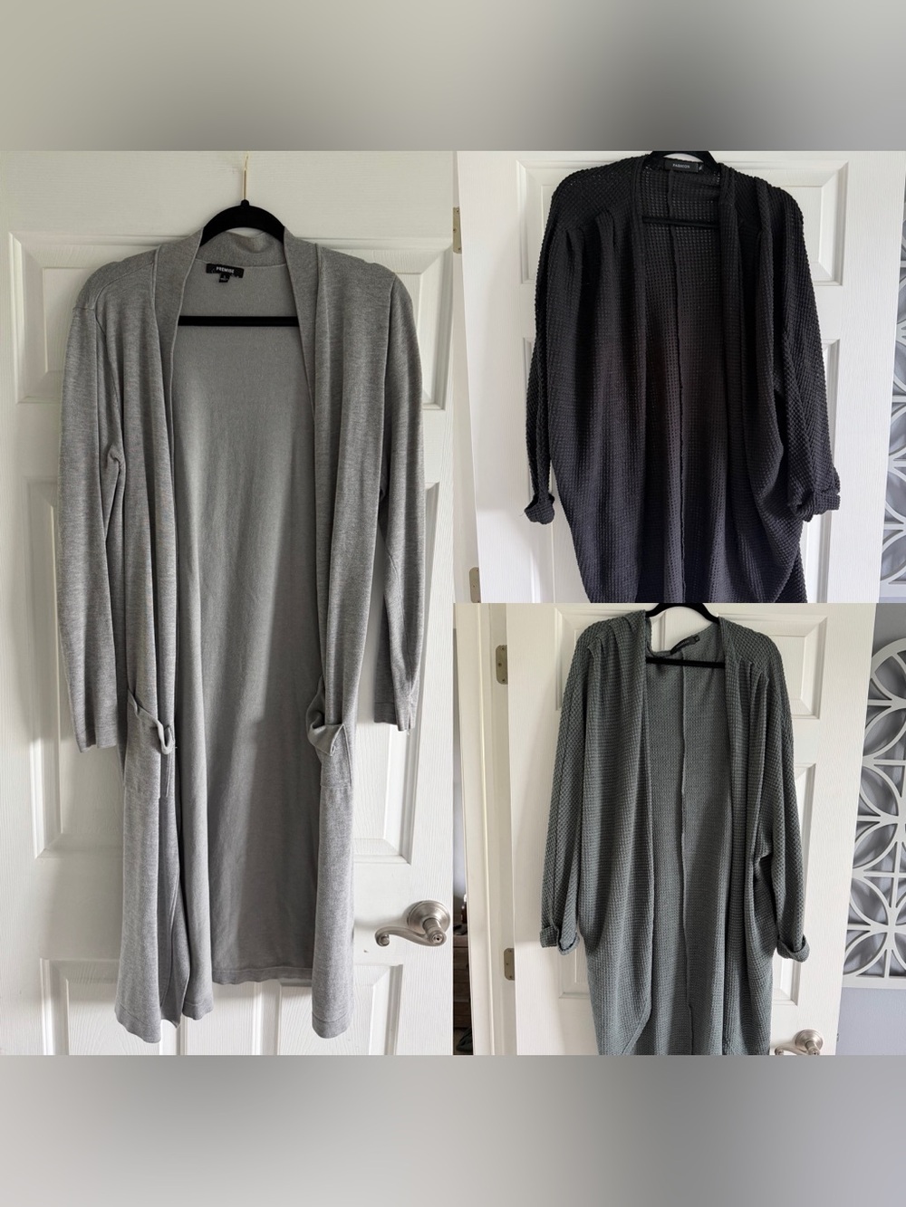 Lot of 3 Long Open-Front Cardigans